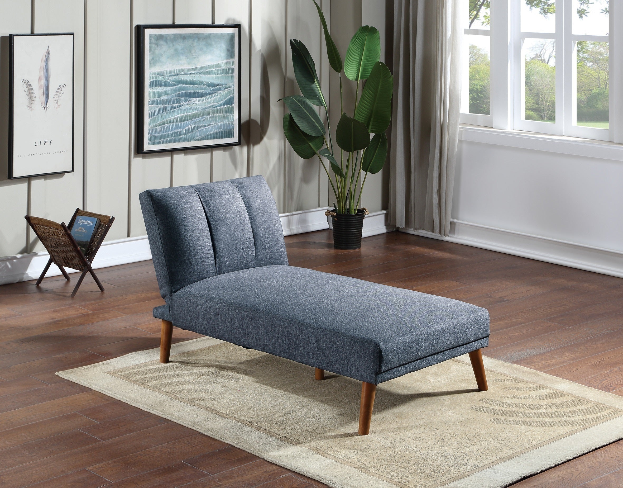 Navy Color 2pc Sectional w/ Solid wood Legs