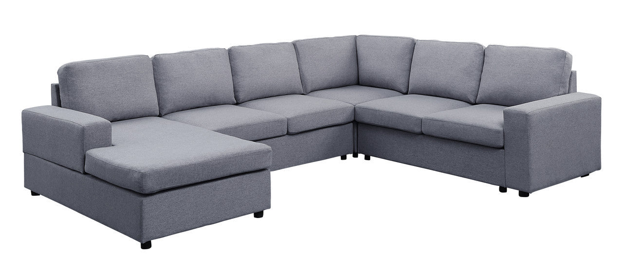 Warren Light Gray Linen 6 Seat Reversible Modular Sectional Sofa Chaise