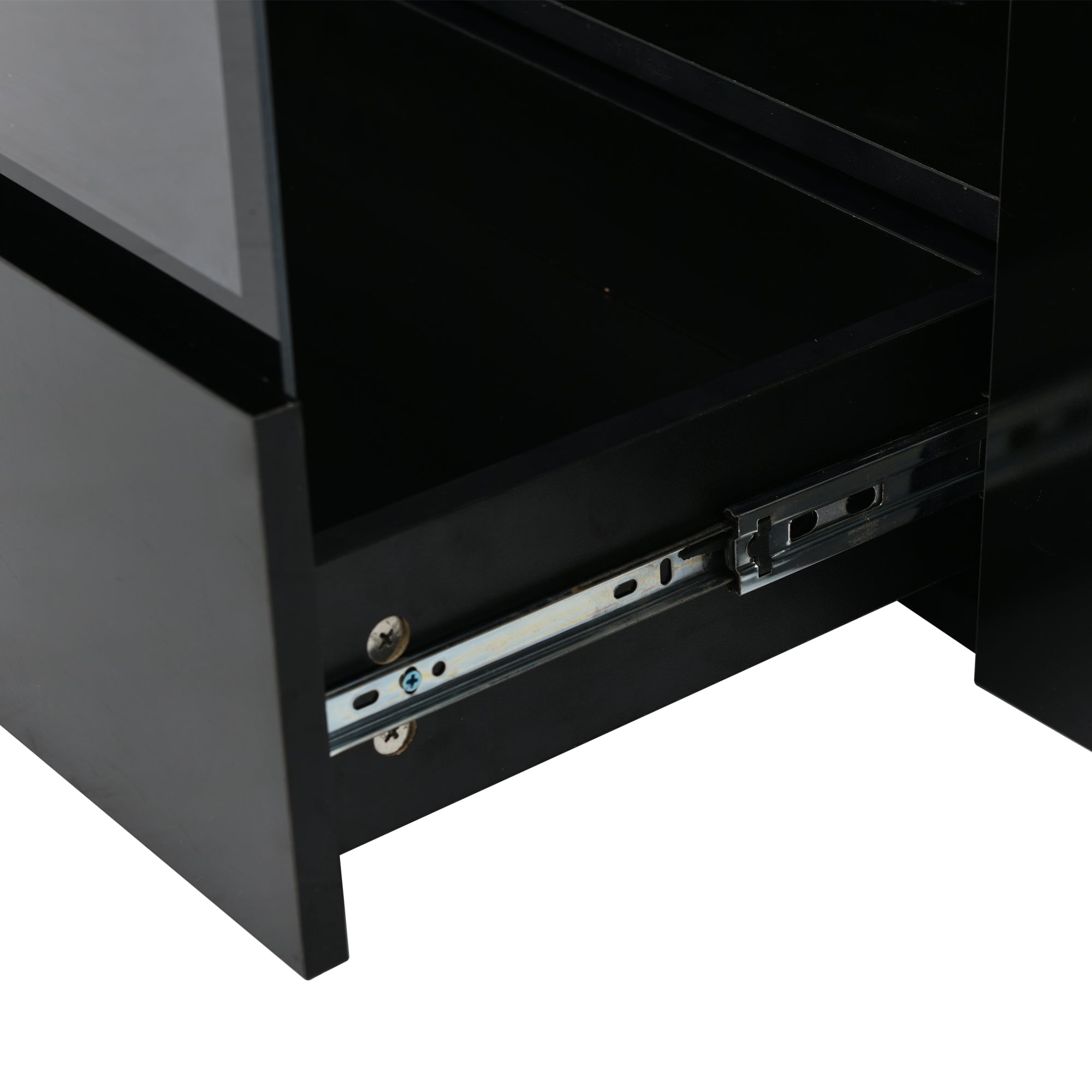 ON-TREND Modern TV Stand with Push to Open Doors, UV High-Gloss Entertainment Center with Acrylic Board for TVs Up to 80", Stylish TV Cabinet with LED Color Changing Lights for Living Room, Black