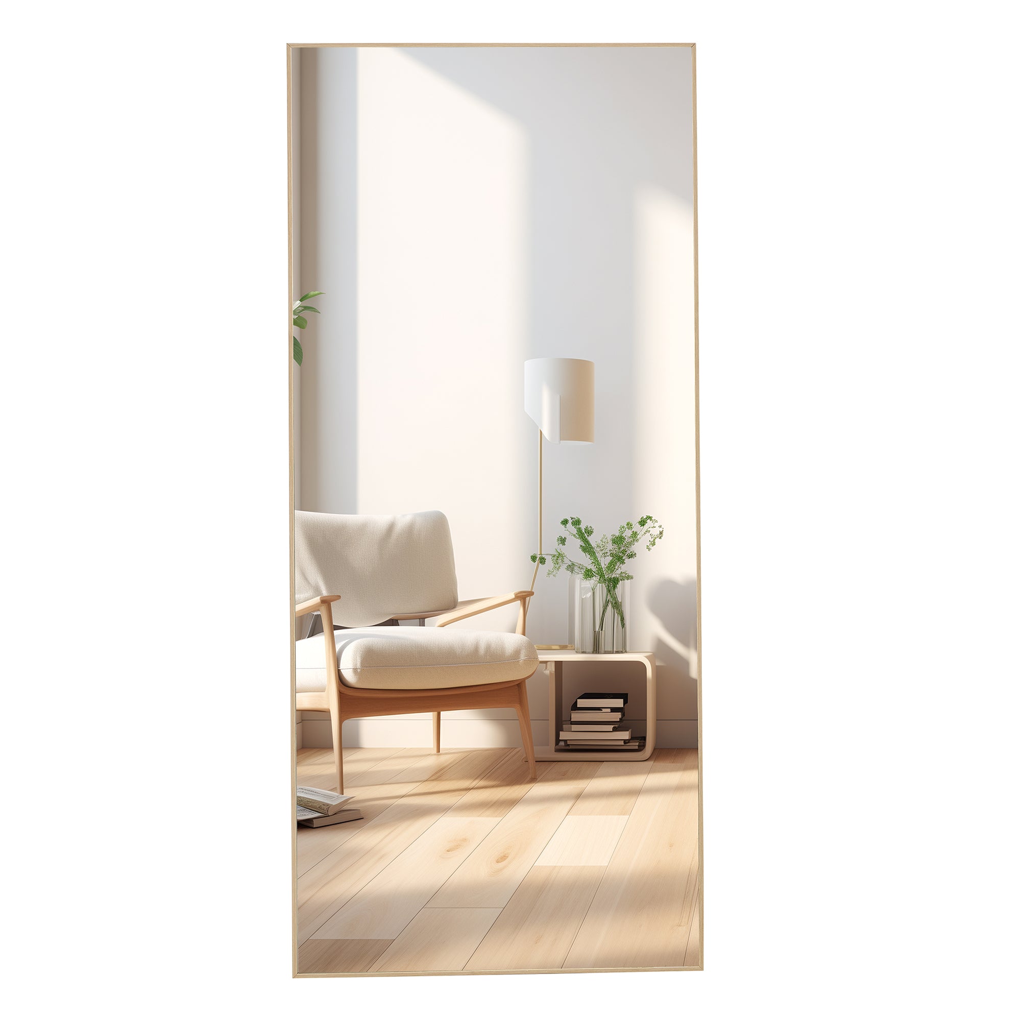 Fourth generation solid wood frame long mirror, dressing mirror, bedroom foyer, decorative mirror, clothing store, floor to ceiling mirror, wall mounted. 71 "* 31.4"