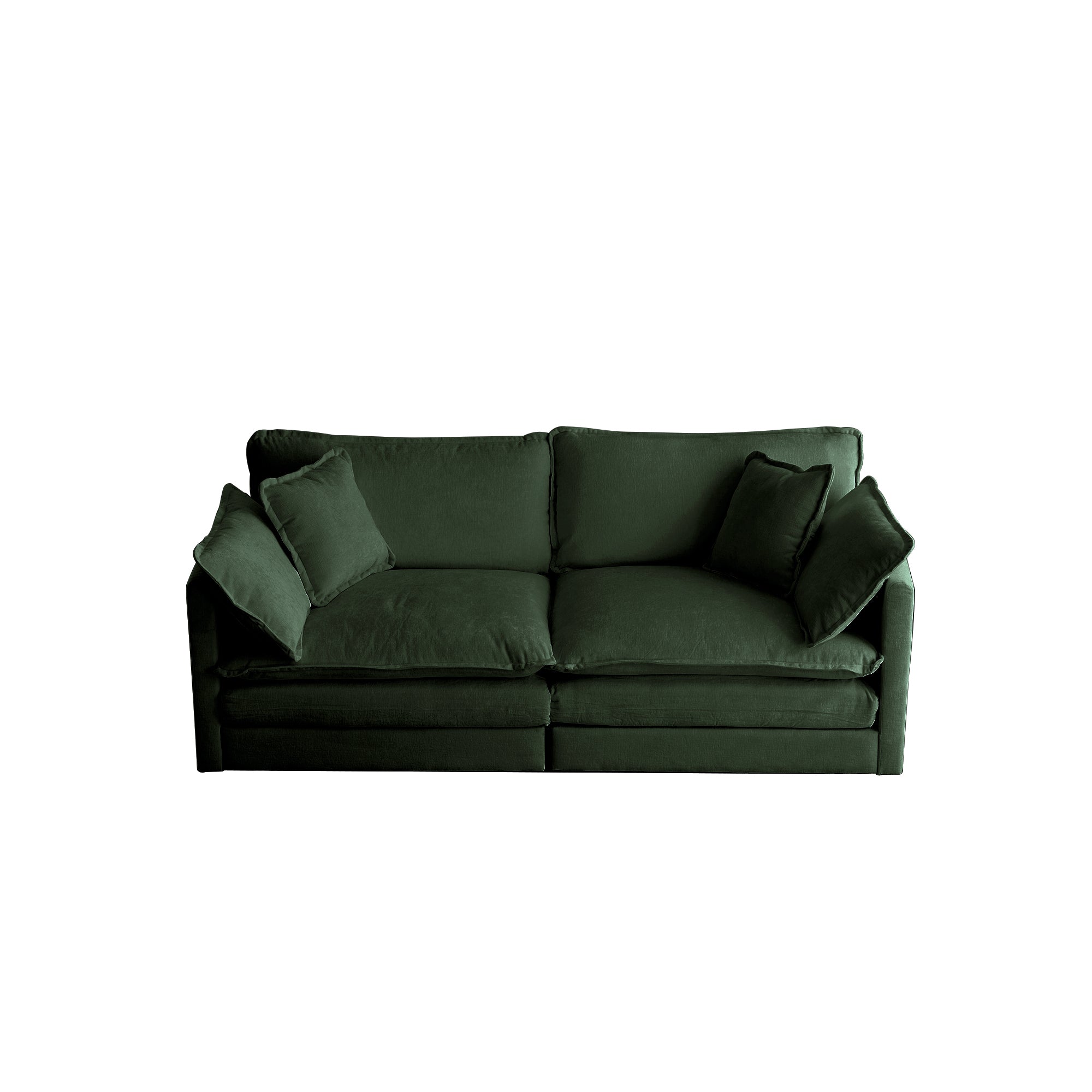 Modern Fabric Loveseat Sofa Couch for Living Room, Upholstered Large Size Deep Seat 2-Seat Sofa with 4 Pillows ,Green Chenille