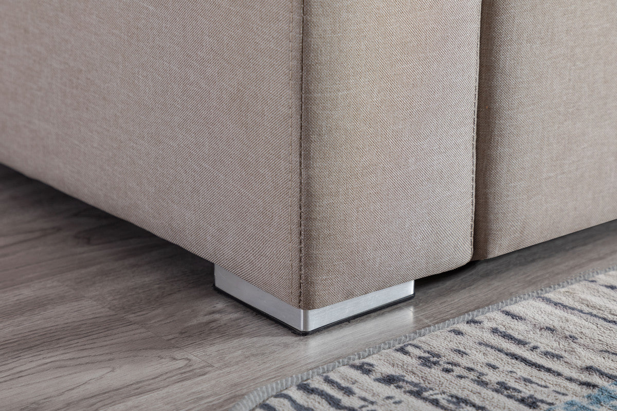 Nolan Beige Linen Fabric 5Pc Reversible Sectional Sofa with Pillows and Interchangeable Legs