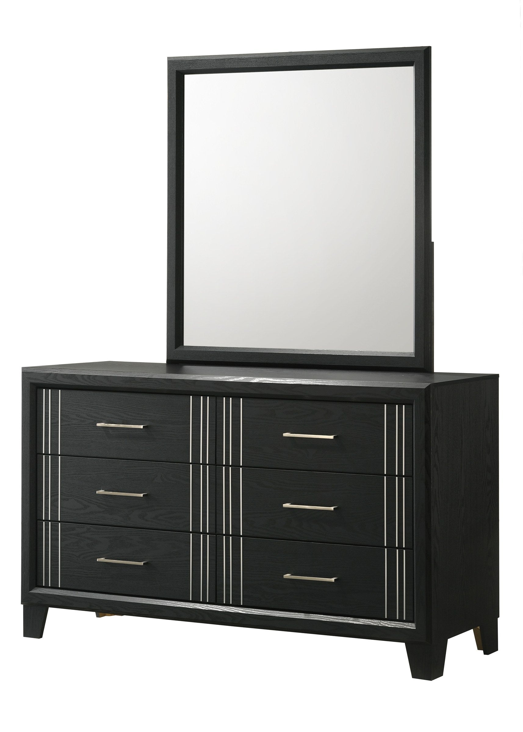 Charlie Charcoal Bedroom Set, dresser with mirror