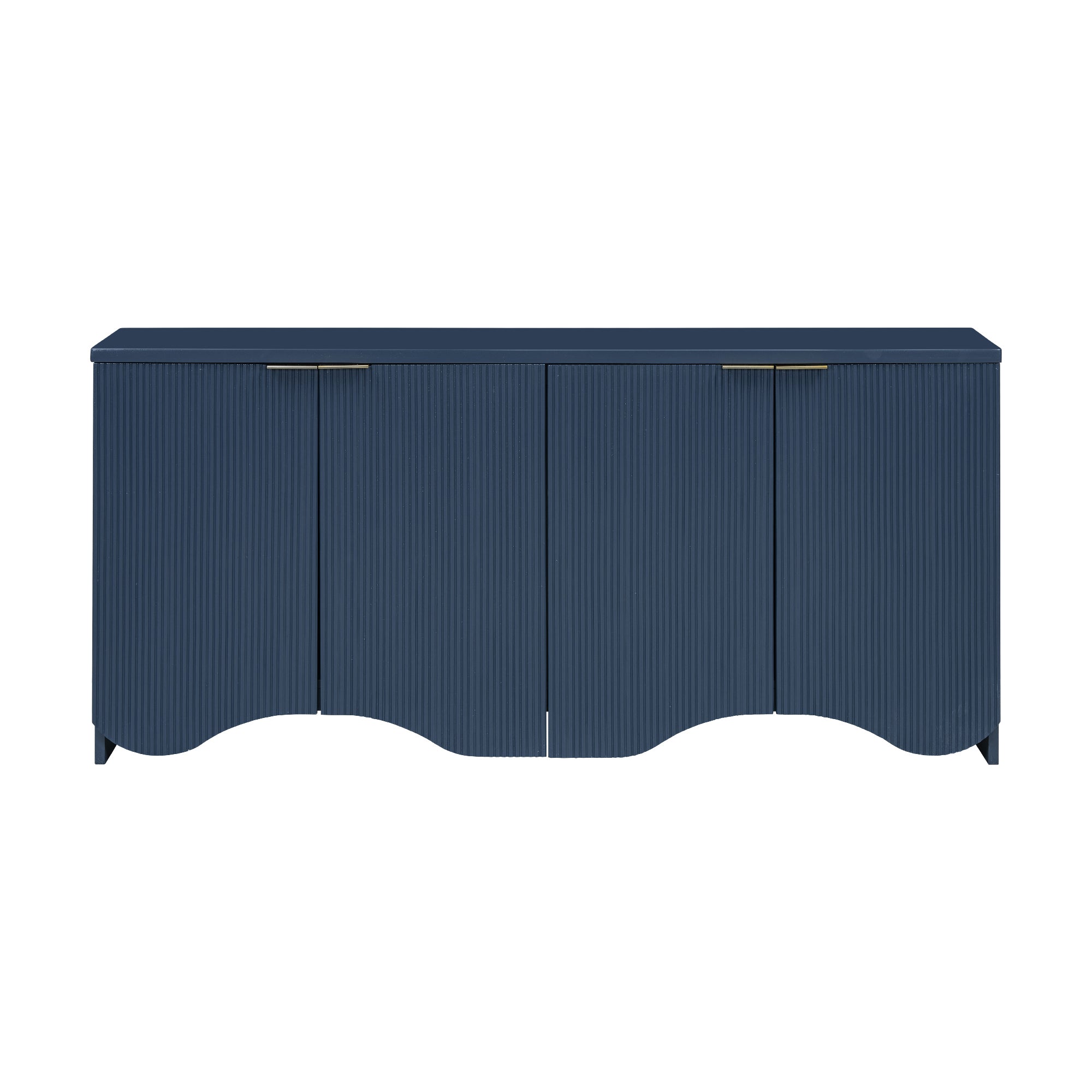 U-Style Vertical Stripes and Wavy Design of a Four-Door Cabinet Cabinet Suitable for Hallway, Entryway, Living Room