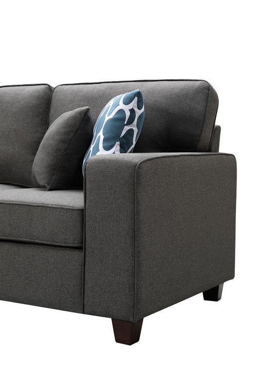 Casanova Dark Gray Linen 7Pc Modular Sectional Sofa and Ottoman