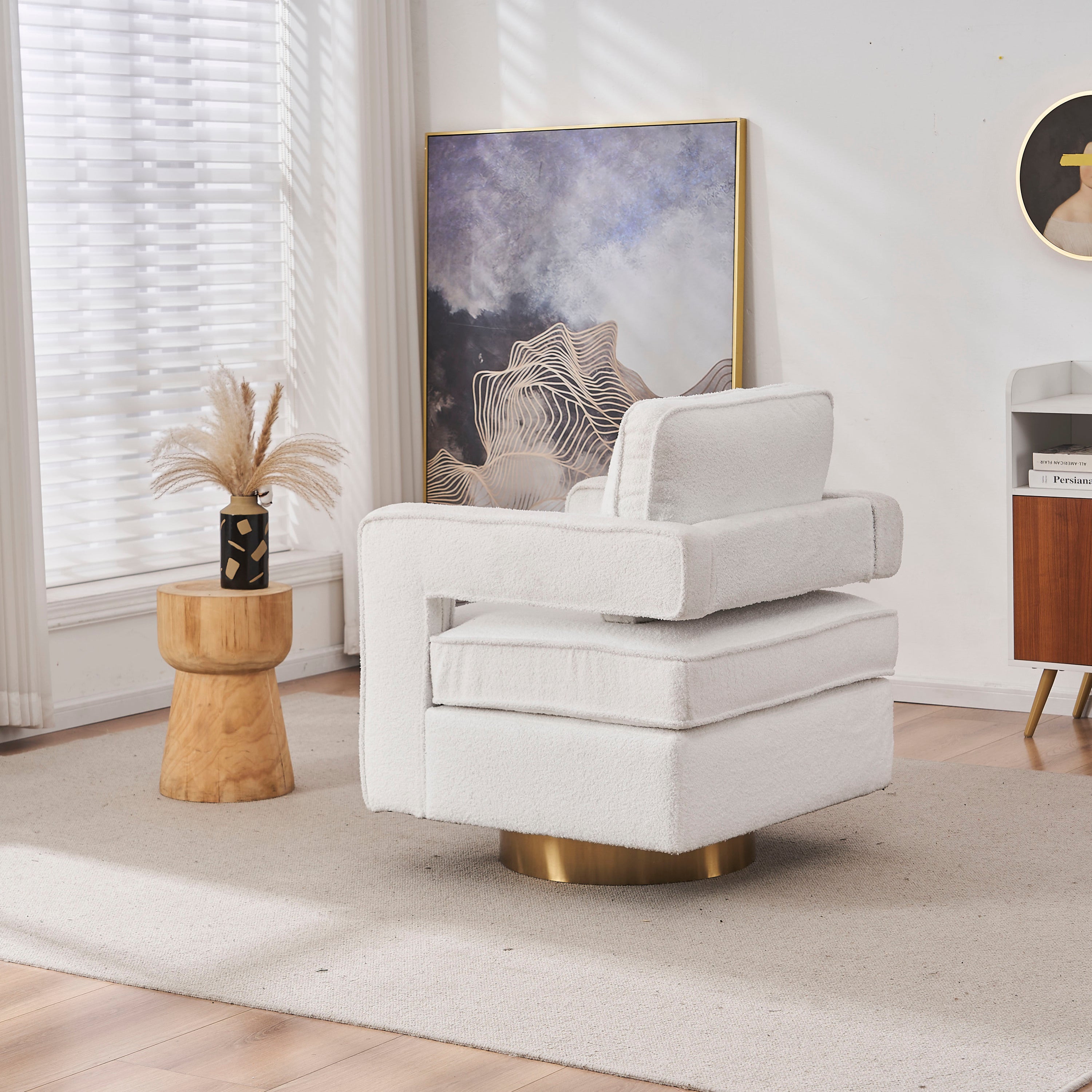Swivel Barrel Chair for Living Room,360 Degree Swivel Club Modern Accent Single Sofa Chair, Small Leisure Arm Chair for Nursery, Hotel, Bedroom, Office