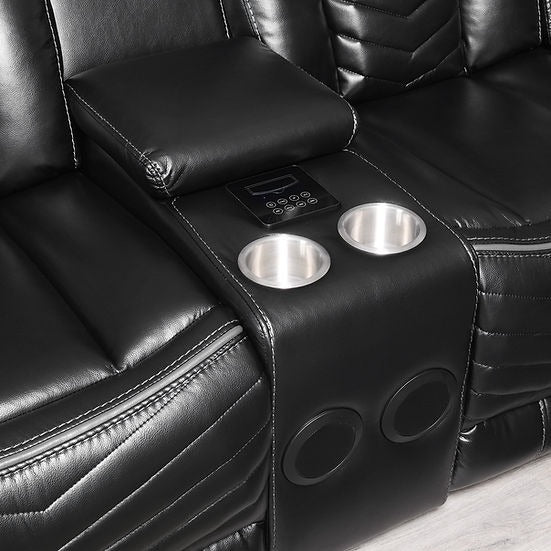 Lucky Charm Black Reclining Sectional with LED Lights, view 3