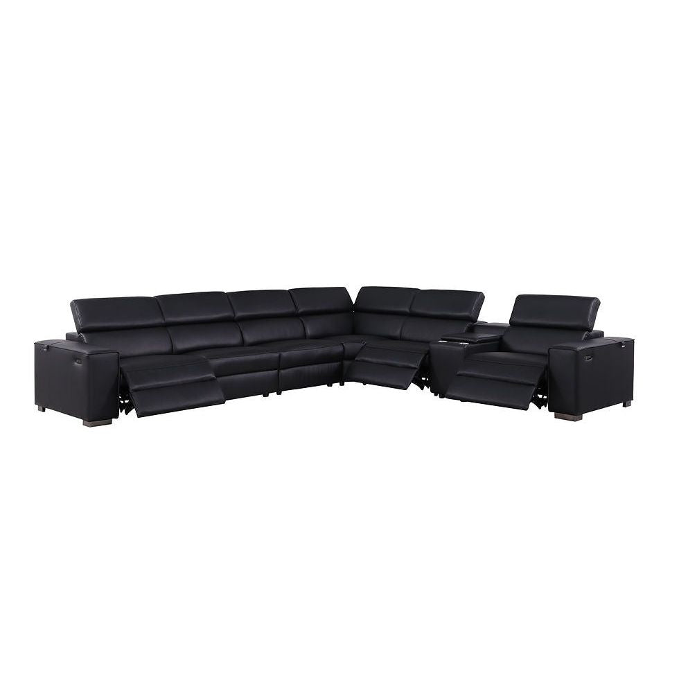 Picasso Black Italian Leather Match 7-Piece Power Reclining Sectional, view 2