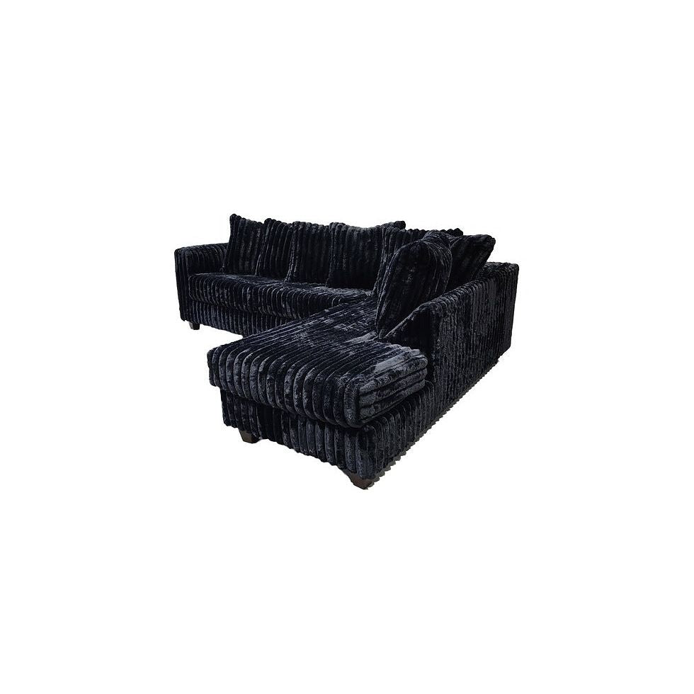 Gia Black Corduroy Sectional with Chaise, view 3