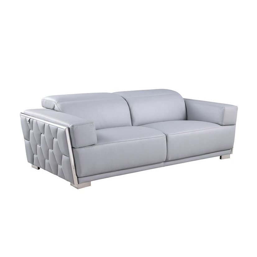 Hexor Light Blue Italian Leather Match Sofa and Loveseat Set, view 3