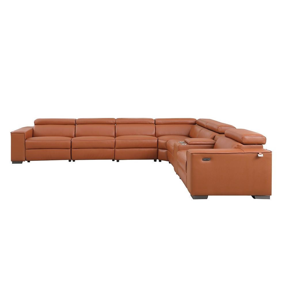 Picasso Caramel Italian Leather Match 7-Piece Power Reclining Sectional, view 3