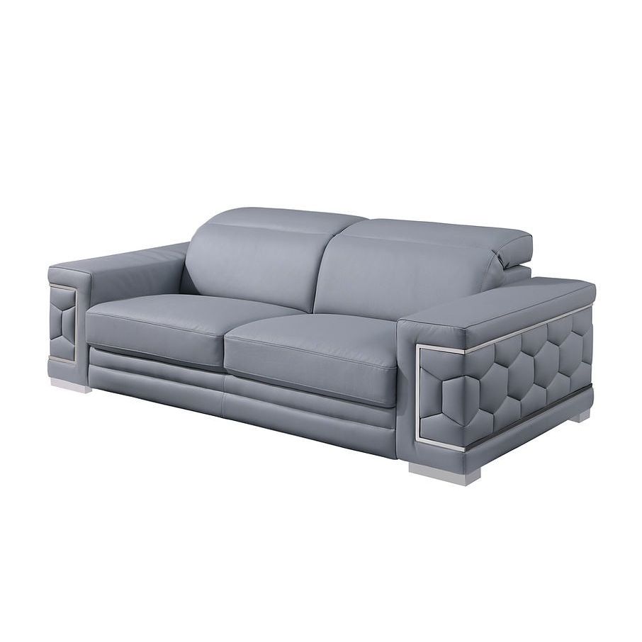 Favo Light Blue Italian Leather Match Sofa and Loveseat Set, view 4
