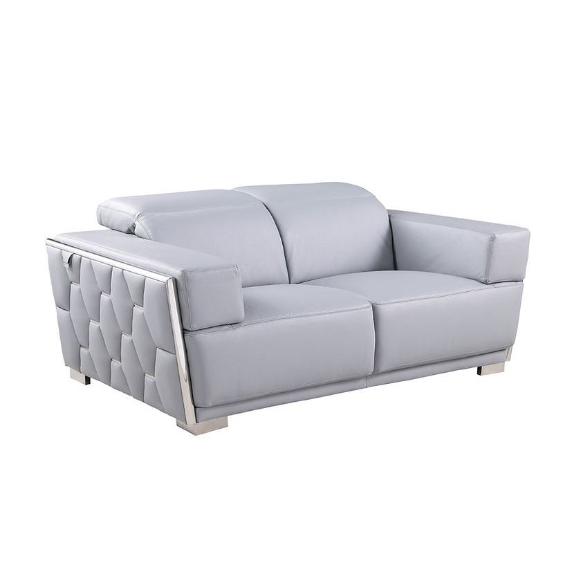 Hexor Light Blue Italian Leather Match Sofa and Loveseat Set, view 4