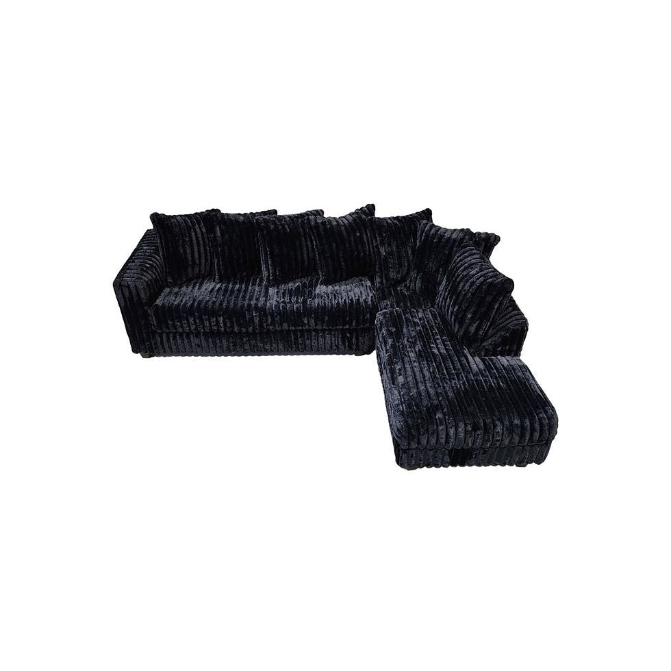 Gia Black Corduroy Sectional with Chaise, view 5