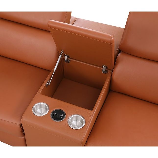 Picasso Caramel Italian Leather Match 7-Piece Power Reclining Sectional, view 5