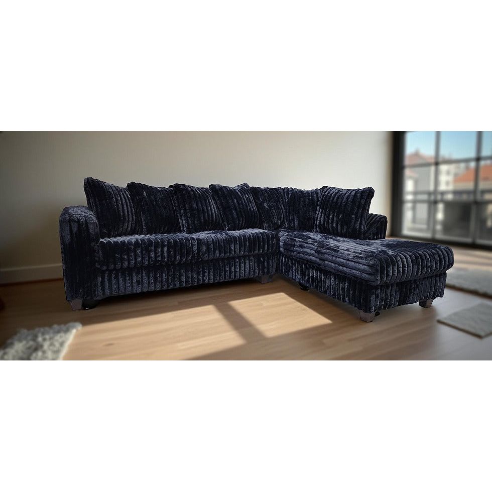 Gia Black Corduroy Sectional with Chaise, view 2