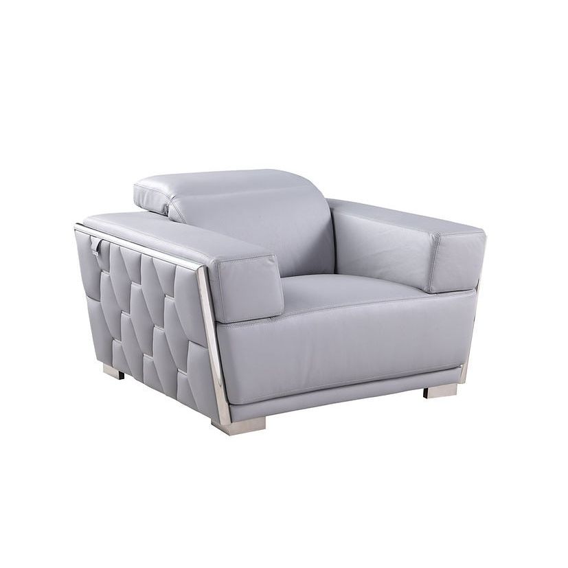 Hexor Light Blue Italian Leather Match Sofa and Loveseat Set, view 5