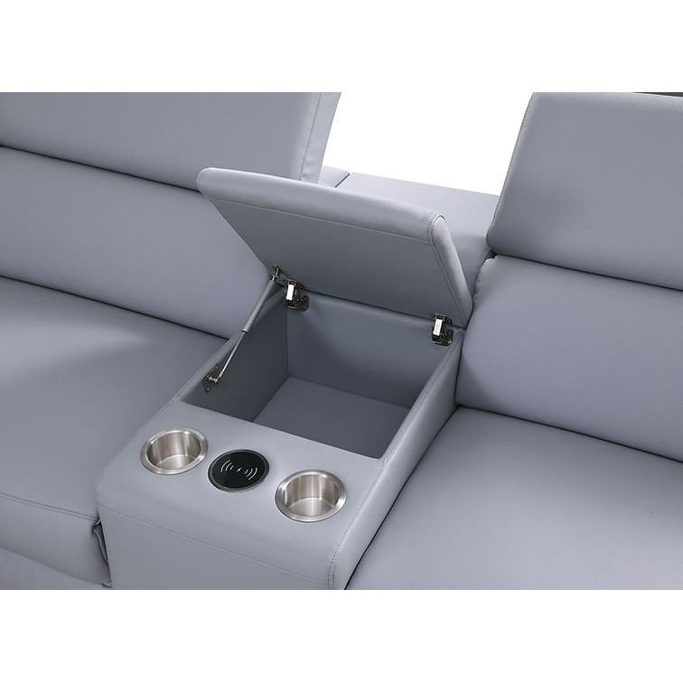 Picasso Light Blue Italian Leather Match 7-Piece Power Reclining Sectional, view 5