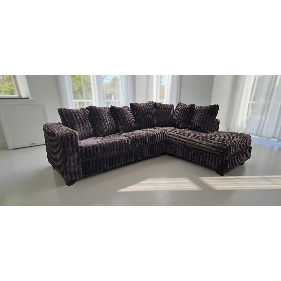 Gia Chocolate Corduroy Sectional with Chaise