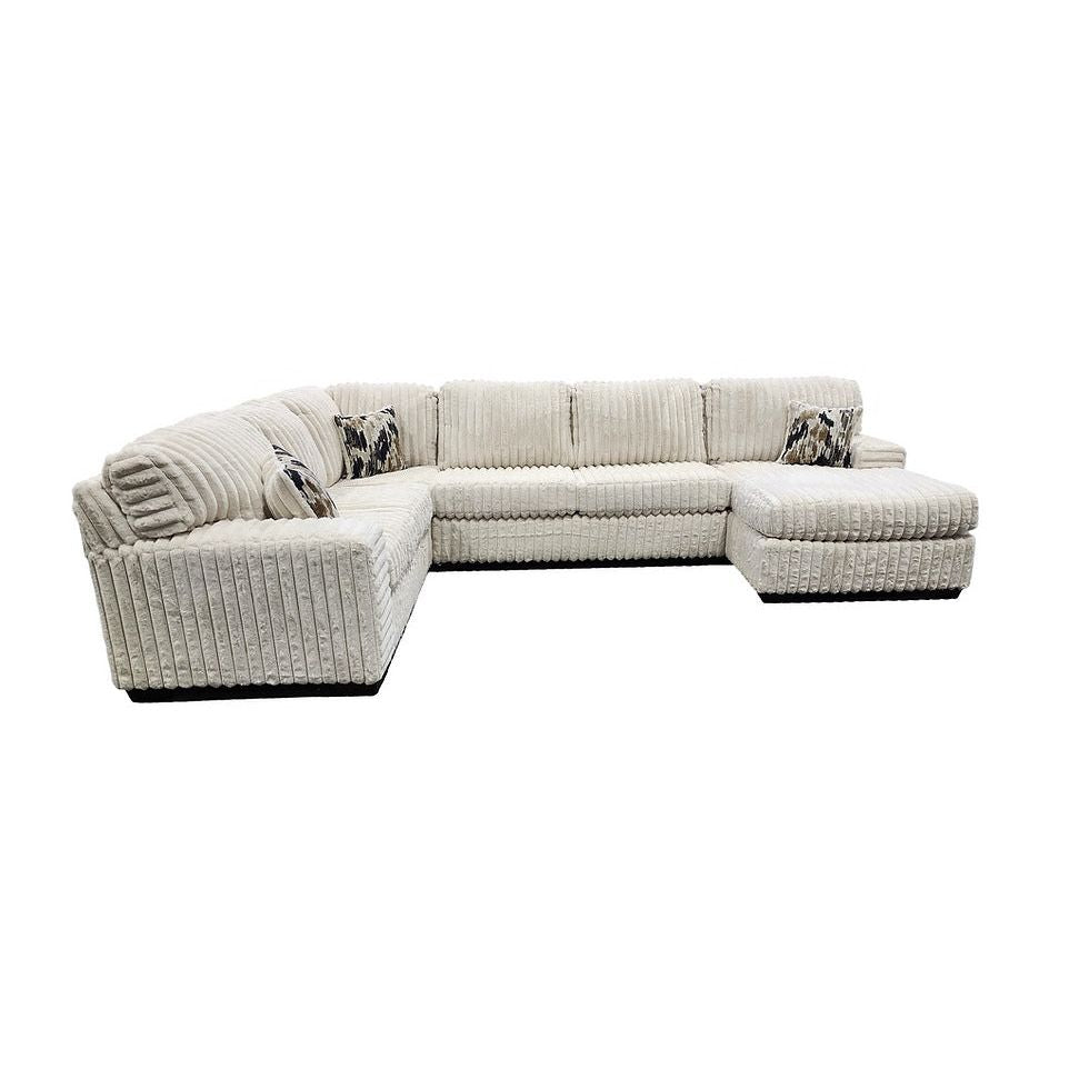 Austin Ivory Corduroy Sectional with Chaise, view 3