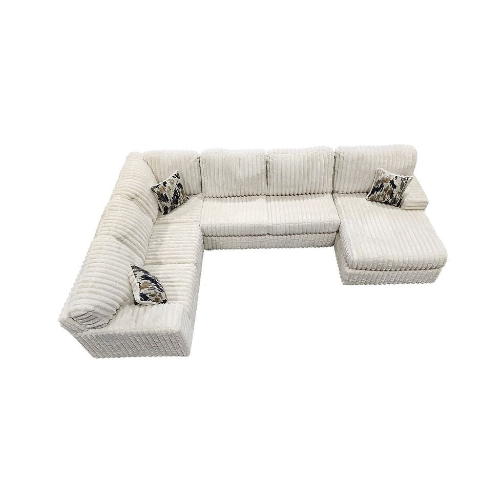 Austin Ivory Corduroy Sectional with Chaise, view 2