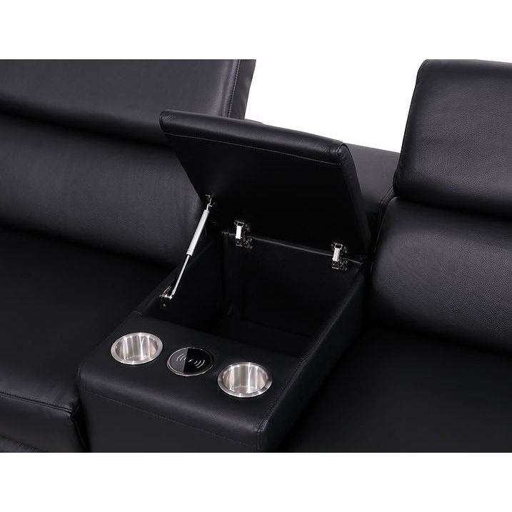 Picasso Black Italian Leather Match 7-Piece Power Reclining Sectional, view 8