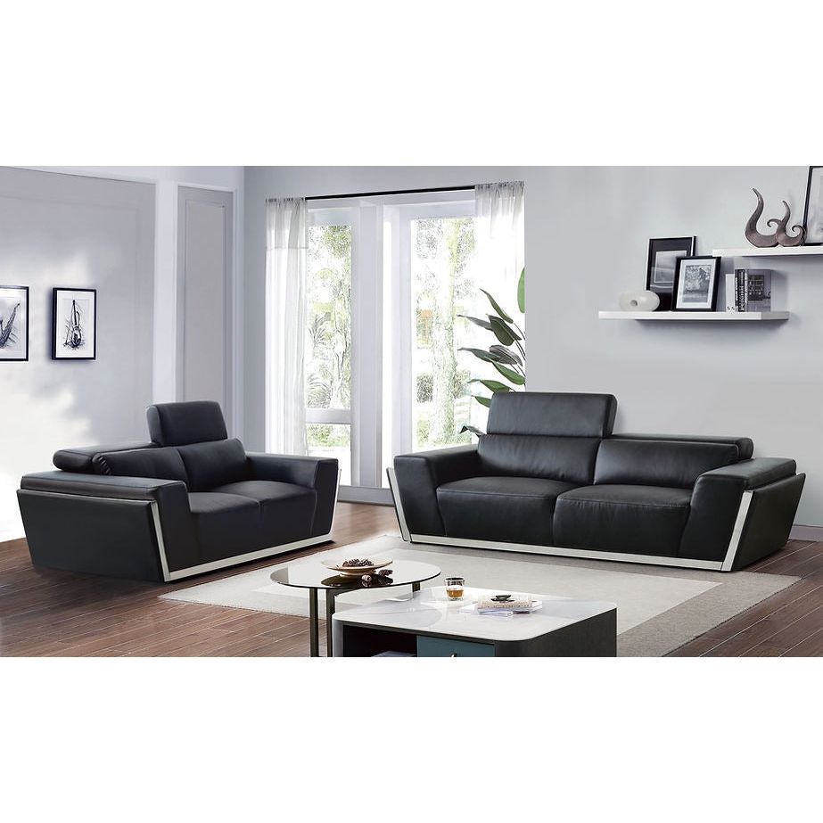 Domo Black Italian Leather Match Sofa and Loveseat Set, view 2