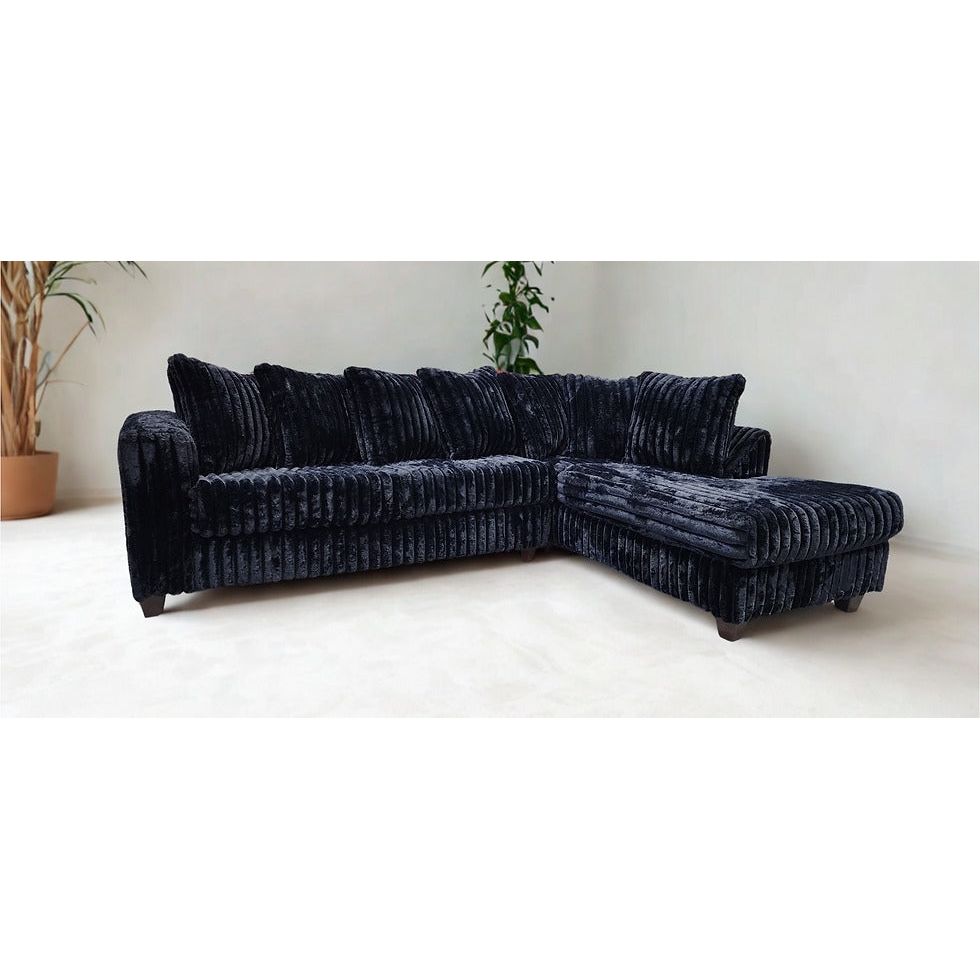 Gia Black Corduroy Sectional with Chaise