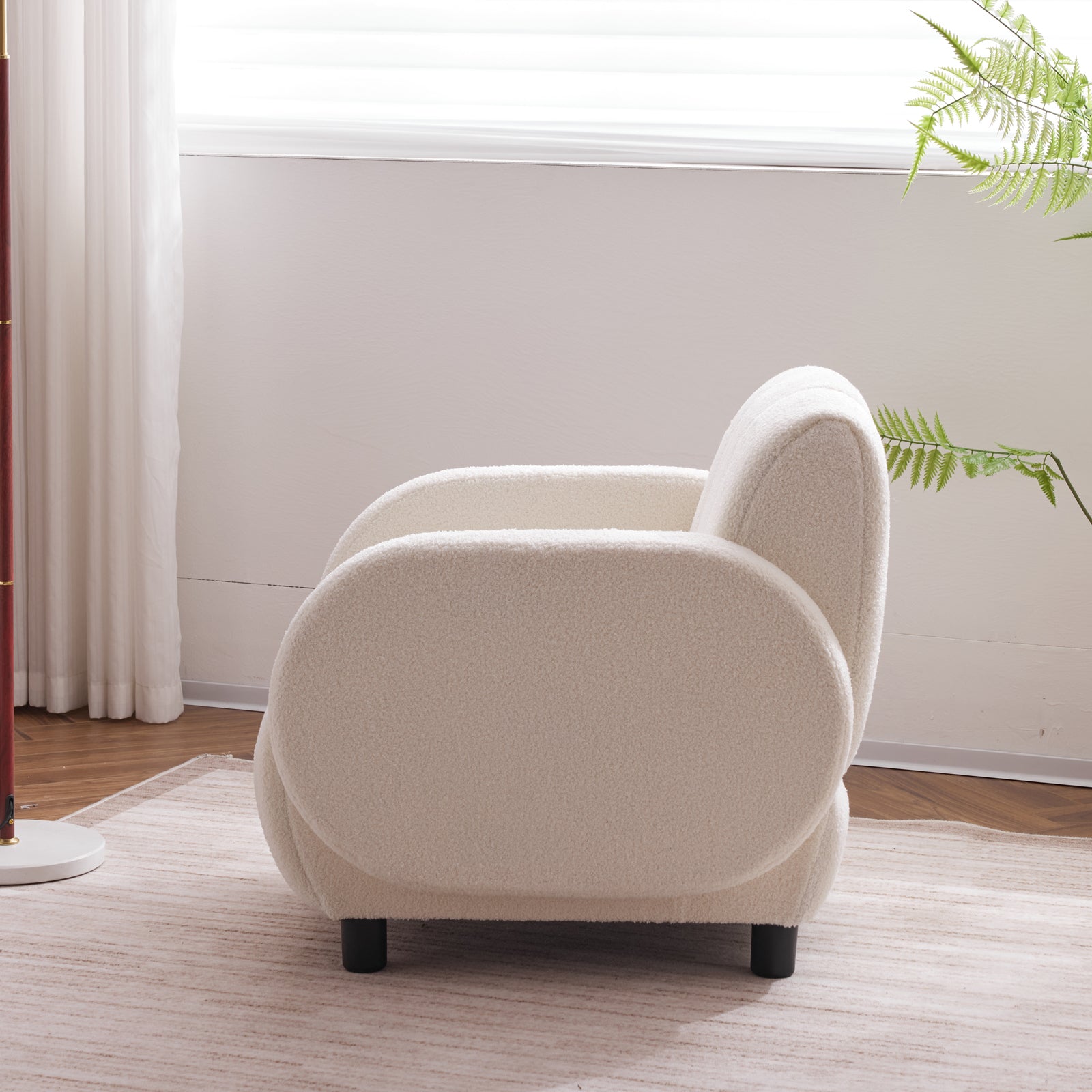 Modern Fabric Upholstered Armchair with Upholstered Reading Chair, Single Sofa, Living Room, Bedroom, Bed, Office Lounge Club Chair, Teddy Velvet