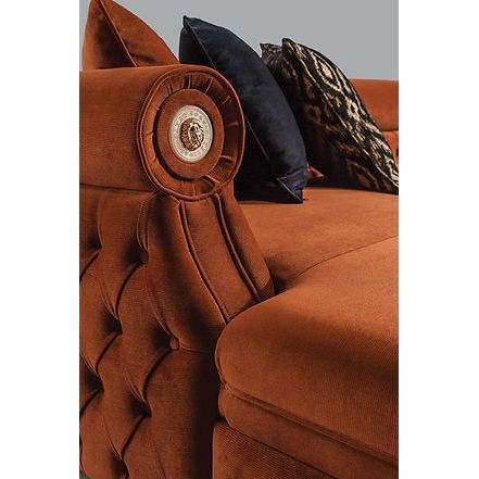 Brooklyn Orange Tufted Double Chaise Sectional, view 4