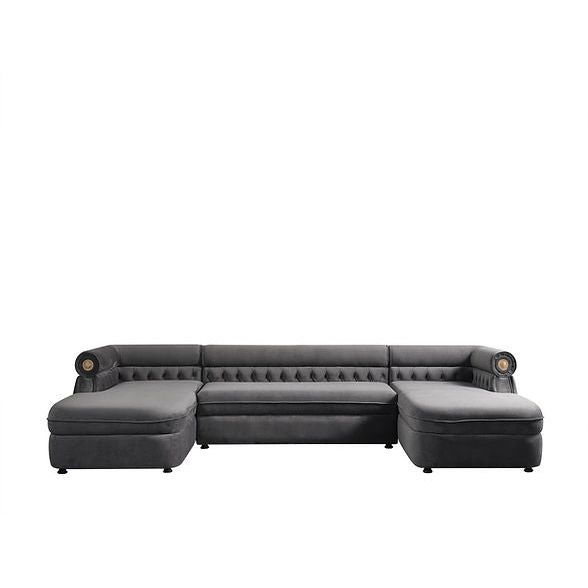 Brooklyn Gray Tufted Double Chaise Sectional, view 7