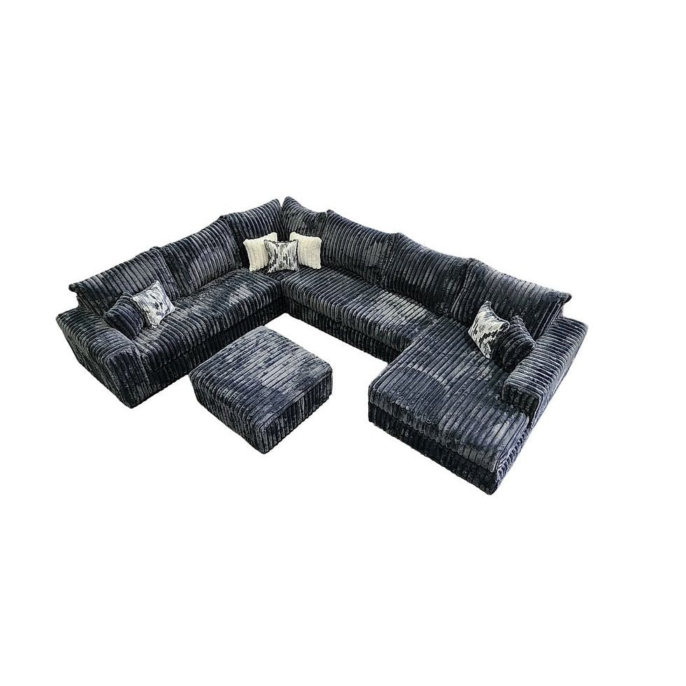 Texan Gray Oversized Corduroy Sectional with Chaise, view 4