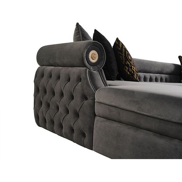 Brooklyn Gray Tufted Double Chaise Sectional, view 9