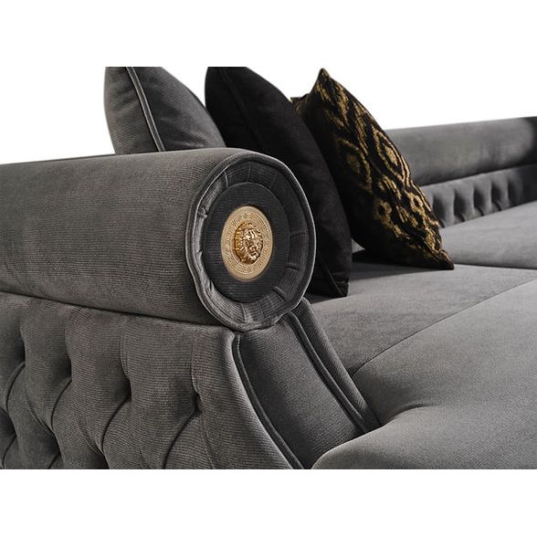 Brooklyn Gray Tufted Double Chaise Sectional, view 2