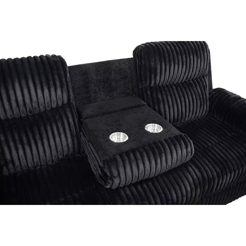 Lexy Black Corduroy Reclining Set, view 2