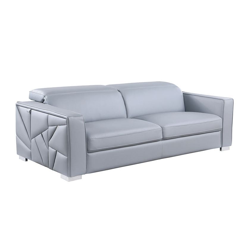 Astra Light Blue Italian Leather Match Sofa and Loveseat Set with Accents, view 3