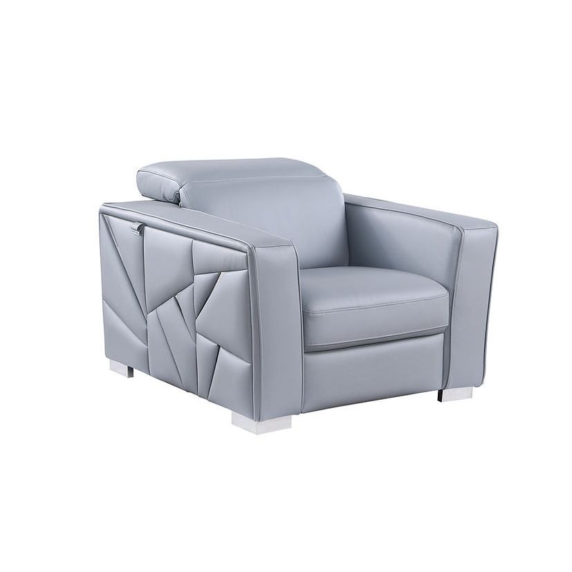 Astra Light Blue Italian Leather Match Sofa and Loveseat Set with Accents, view 5