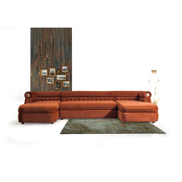 Brooklyn Orange Tufted Double Chaise Sectional, view 5