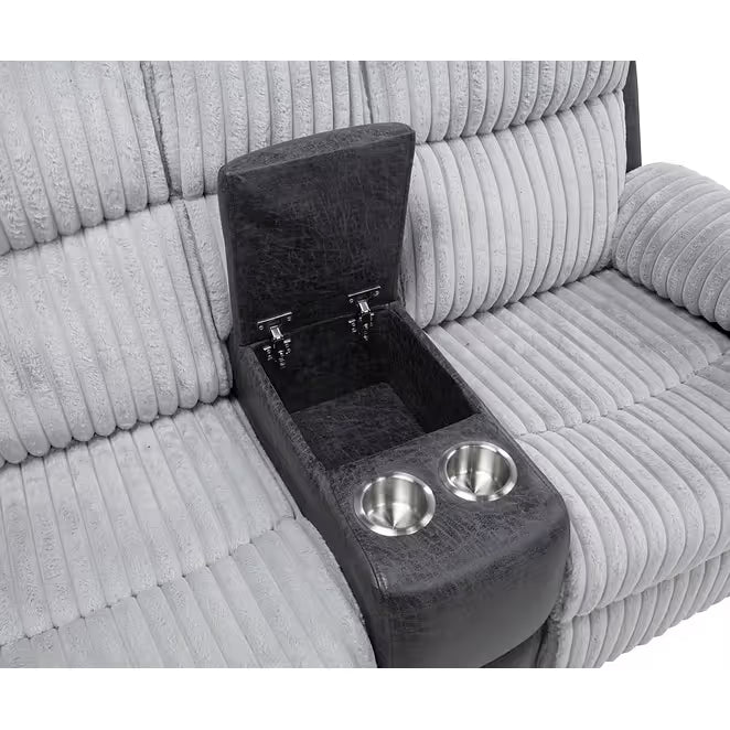 Lexy Gray Corduroy Reclining Set, view 3