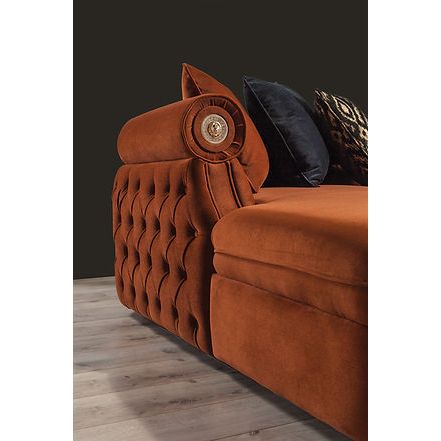 Brooklyn Orange Tufted Double Chaise Sectional, view 11
