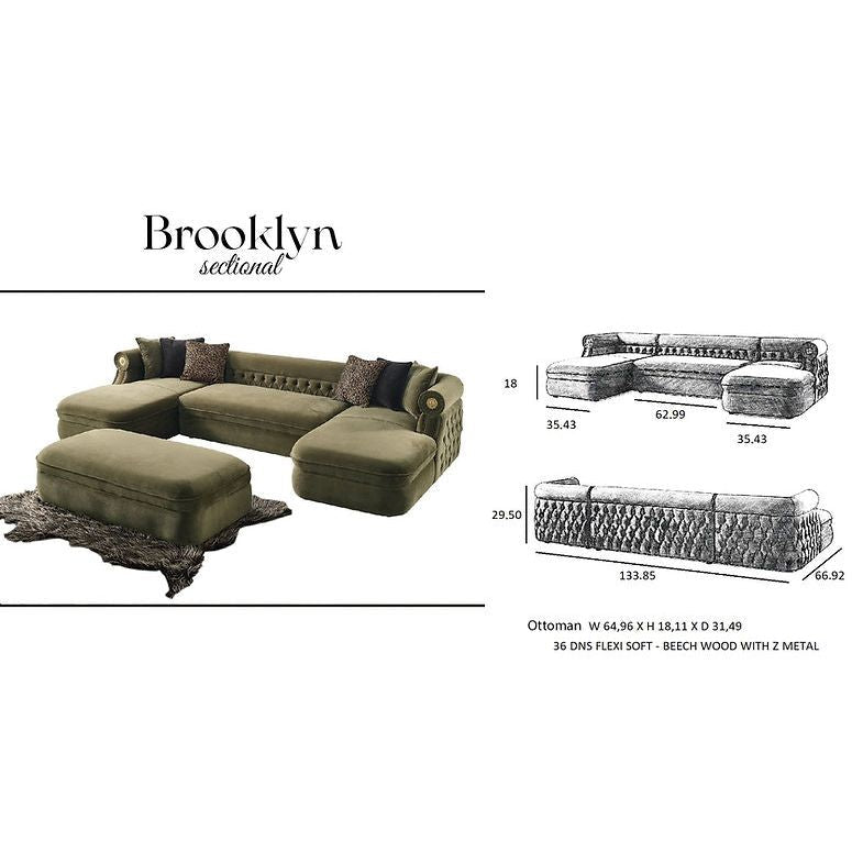 Brooklyn Gray Tufted Double Chaise Sectional, view 11