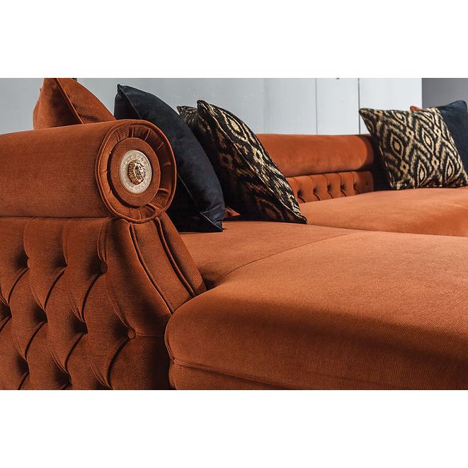 Brooklyn Orange Tufted Double Chaise Sectional, view 2