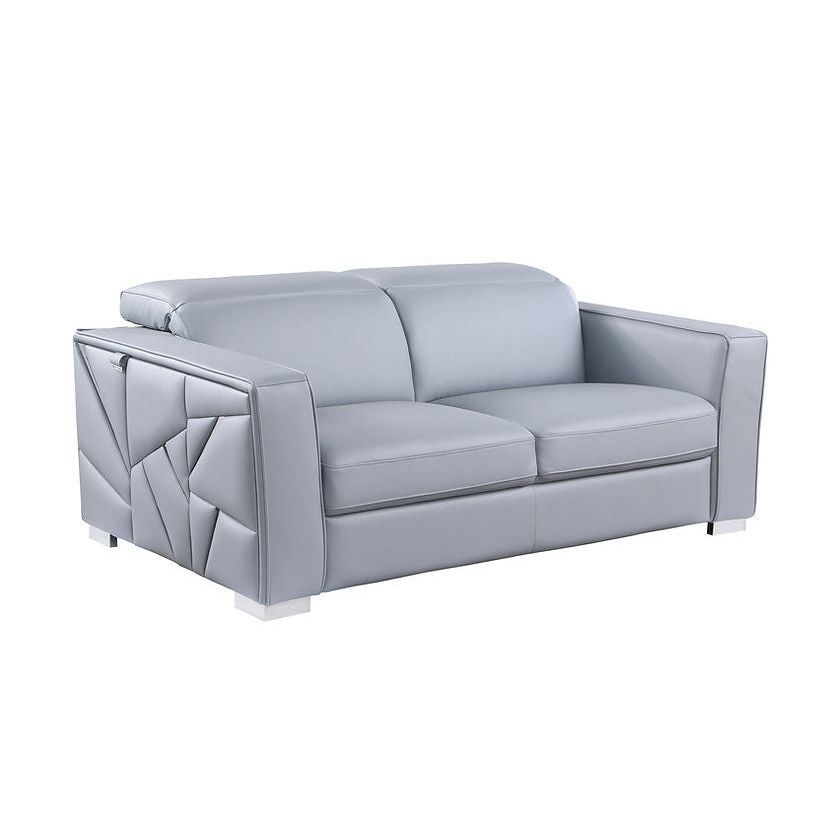 Astra Light Blue Italian Leather Match Sofa and Loveseat Set with Accents, view 4