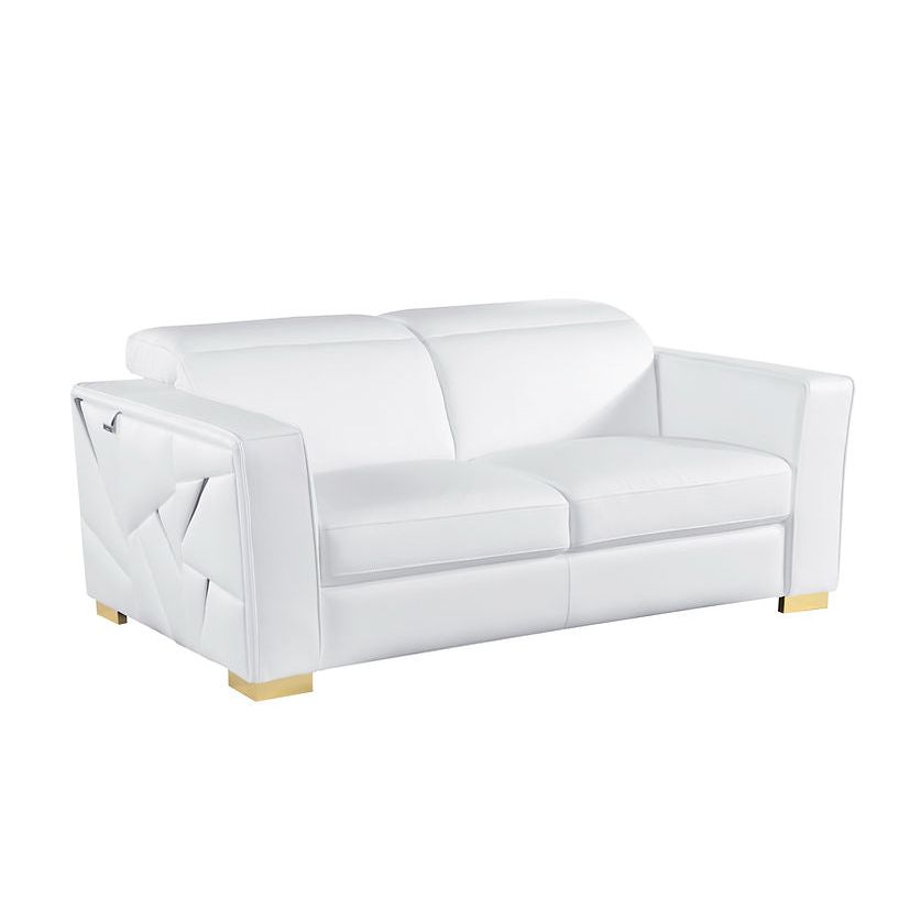 Astra White Italian Leather Match Sofa and Loveseat Set with Accents, view 4