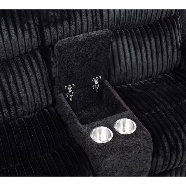 Lexy Black Corduroy Reclining Set, view 3
