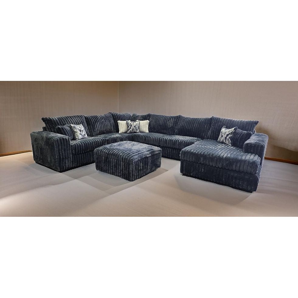 Texan Gray Oversized Corduroy Sectional with Chaise, view 6