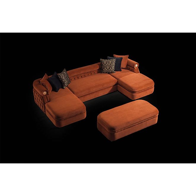 Brooklyn Orange Tufted Double Chaise Sectional, view 7