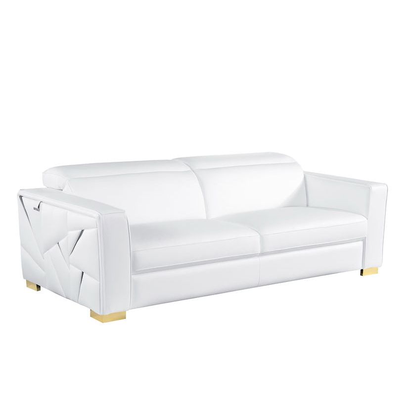 Astra White Italian Leather Match Sofa and Loveseat Set with Accents, view 3