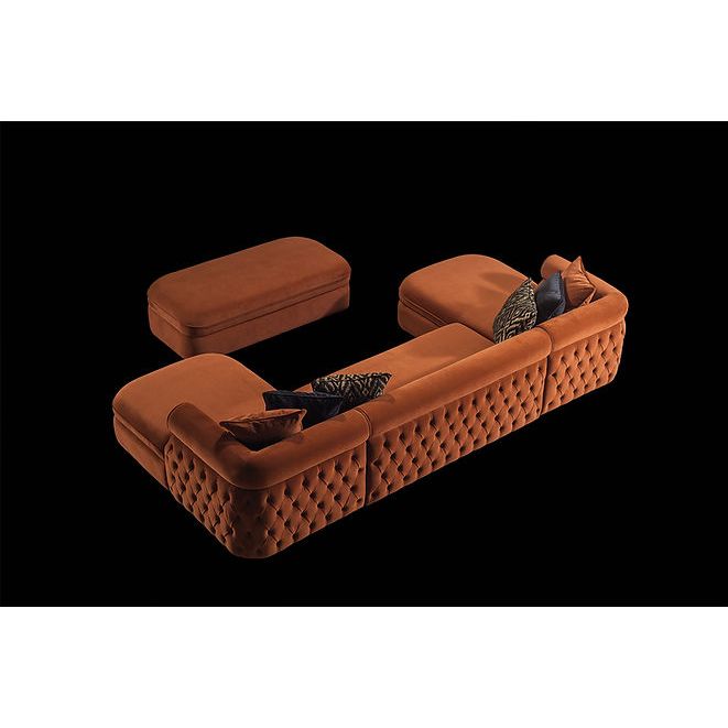 Brooklyn Orange Tufted Double Chaise Sectional, view 12