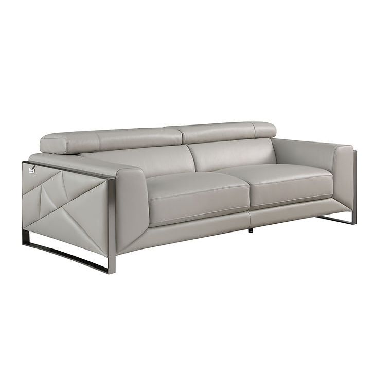 Giorgio Light Gray Italian Leather Sofa and Loveseat Set, view 3